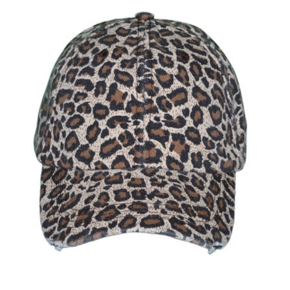 Leopard distressed vintage hat